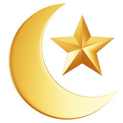 Poster - Ramadan icon concept on 3d rendering. 3d illustration golden crescent moon icon