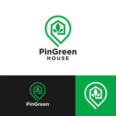 Wall Mural - pin green house logo design vector illustration