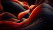 a close up of a red wave on a black background, abstract illusionism, brown background, digital painting
