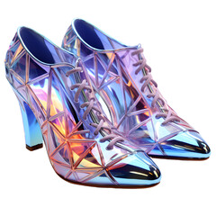 Wall Mural - Futuristic and Colorful Holographic High Heels with Glow Effect. Cool Footwear