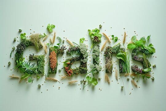 word grain written with plant materials