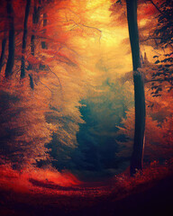 Wall Mural - Color autumn forest