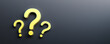 Yellow question marks on black background with empty copy space on right side, FAQ Concept. 3D Rendering