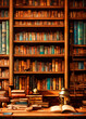 library background for book day. Selective focus.