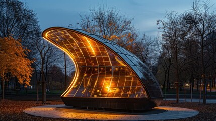 Wall Mural - Solar-powered art installation that illuminates at night, blending aesthetics with renewable energy awareness