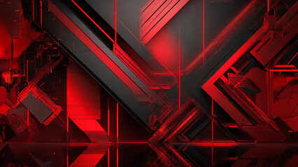 Poster - Abstract background - futuristic sci fi styles in red and black - 3D rendering