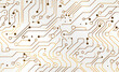 White Techno texture background of printed circuit board. Computer technology abstract backdrop. Information tech. Gray scale futuristic background.