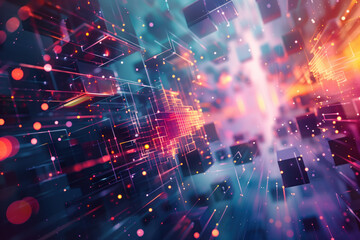 Poster - Abstract background with lights. A slide background for showcasing digital and creative content. Background image. Created with Generative AI technology.