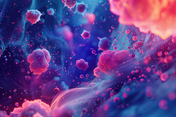 Poster - Red and blue cells. Abstract colorful background image. General science. Created with Generative AI technology