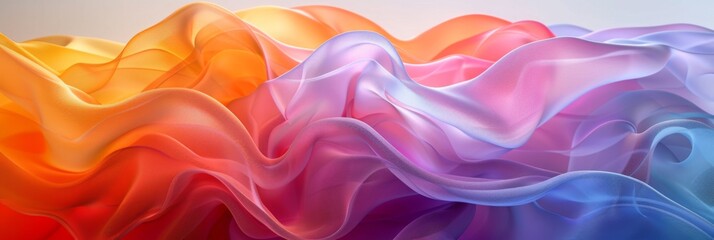 Wall Mural - Vibrant pastel curtain with 3D abstract minimalist forms. Colorful background for creative designs, digital art, and modern projects. Ideal for social media posts, web banners, prints