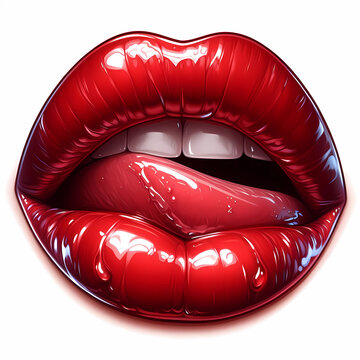 World Kiss Day: female red lips isolated on white background