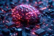 AI Brain Chip cognitive neuroscience. Artificial Intelligence dsp mind memory error axon. Semiconductor smt circuit board neurological disorders awareness