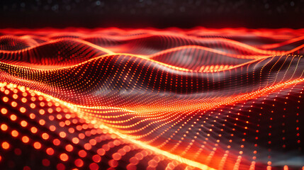 Poster - Science and digital abstract background, futuristic technology wave with a glowing grid, blue and dynamic design for modern cyber concepts