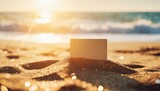 Fototapeta Konie - Mockup Business Card  Romantic on Beach Sunset by the Sea