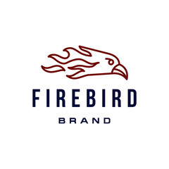 Wall Mural - fire bird eagle falcon hawk simple line icon logo vector design, modern animal logo pictogram design