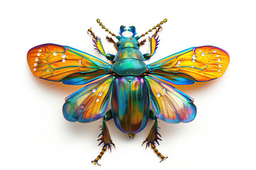 Wall Mural - Rainbow beetle with wings and rhinestones