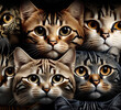 Cat heads lot background pattern. Generative AI,