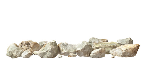 Wall Mural - Scattered pile of stones ground on transparent backgrounds 3d render png