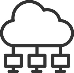 Poster - Technology icon vector cloud computing connection. Big data global server. Line design symbol.