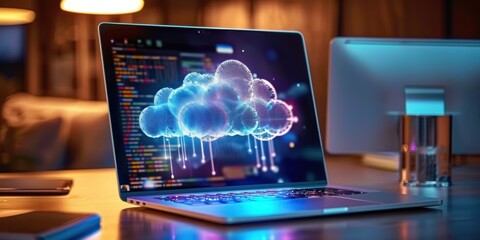 Poster - technology and imagination captures essence of modern data storage solutions whimsical powerful clou