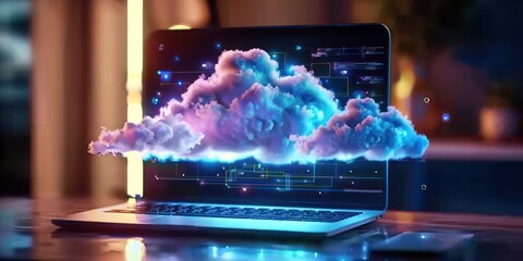 Poster - technology and imagination captures essence of modern data storage solutions whimsical powerful clou