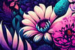 Florales Banner mit rosa Blume  auf dunklem Hintergrund als Textur