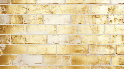 Wall Mural - brick wall light white gold background, empty vintage wall surface, copy space