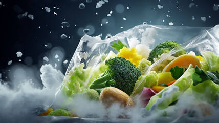fresh quick-frozen vegetables, opening the package