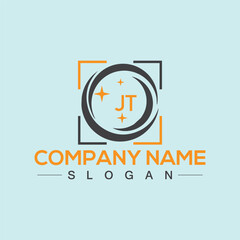 Square shape JT letter logo design vector