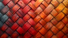 Woven Wood Texture: Vibrant Red And Orange Weaving For Artistic Backgrounds