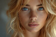 © ADDICTIVE STOCK - Close-up portrait of a young woman with striking blue eyes Generative AI image