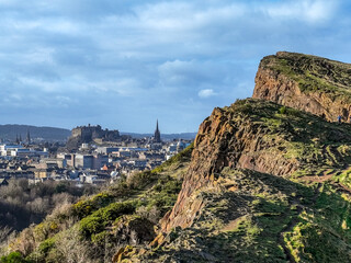 Canvas Print - View of Edinburgh Castle from Holyrood Park