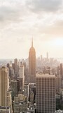 Fototapeta  - New York skyscraper towers at sunset aerial view