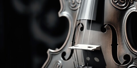 Poster - Close up shot of a violin on a dark black background. Suitable for music-related designs
