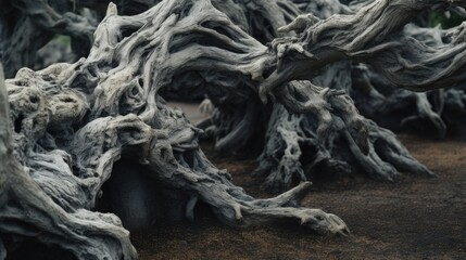 Poster - A group of dead trees standing in the dirt. Suitable for environmental themes