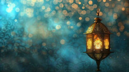 Wall Mural - Ramadan Kareem background with Arabic lantern and bokeh lights