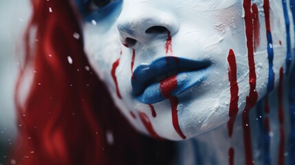 Canvas Print - A close up shot of a person with a painted face. Suitable for creative projects