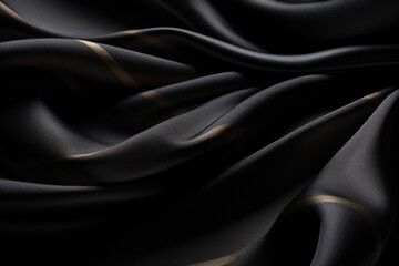 Poster - Detailed close up of black fabric with gold stripes, perfect for fashion or textile design projects