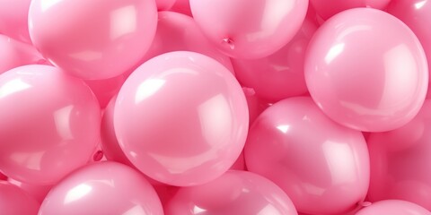 Wall Mural - Pink balloons floating in the air, suitable for celebrations and parties