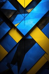 Aufkleber - A simple blue and yellow wall with a clock. Suitable for interior design concepts