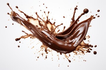 Poster - Chocolate splash on a white surface, perfect for food and dessert concepts