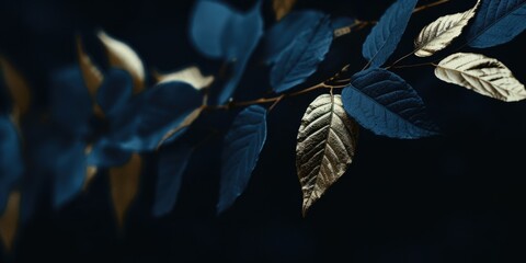 Poster - Detailed view of a single leaf on a tree branch. Suitable for nature and environmental themes