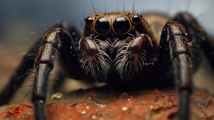 Canvas Print - A close-up image of a spider on a rock. Suitable for nature and wildlife themes