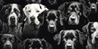A group of dogs looking directly at the camera. Suitable for pet-related designs