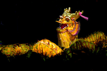 Sticker - Chinese dragon dance with dark background