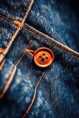 Wall Mural - Close-up of a button on the back of a pair of jeans. Ideal for fashion design projects