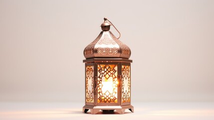 Aufkleber - Metal lantern with a burning candle inside, suitable for home decor or outdoor events