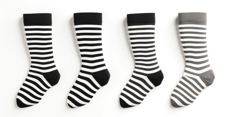 Poster - A collection of three pairs of black and white striped socks. Versatile and stylish accessory for any outfit