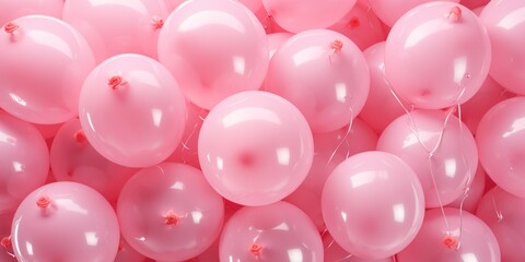 Poster - Pink balloons floating in the air, perfect for celebrations and events