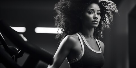 Poster - Woman exercising on a treadmill in a gym, perfect for fitness and health concepts